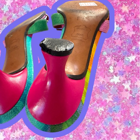 STUART WEITZMAN vintage Y2K Kitten Heel Sandals 5 5.5 6 Grail Mules 2000s Fairy - Picture 7 of 17